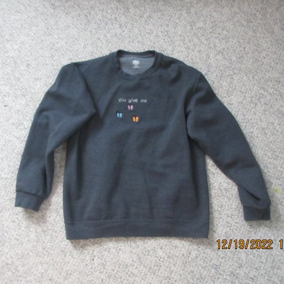 butterfly embroidered crew neck sweater - Picture 2 of 3